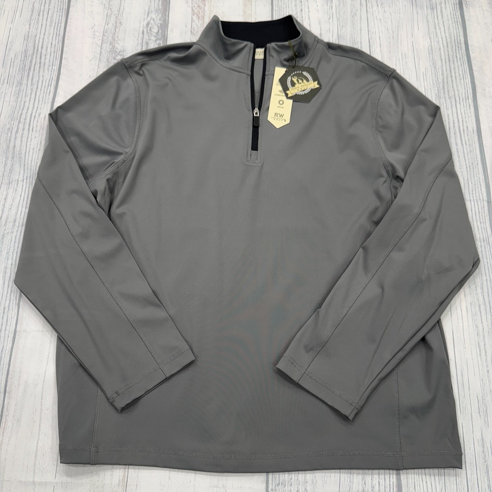 NWT Rorie Whelan RW Golf 1/4 Zip‎ Pullover XL Sweater Gray UPF 50 Mens